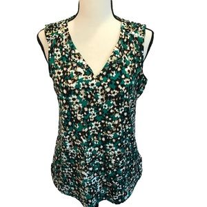Ellen Tracey Green Black White sleeveless Top
